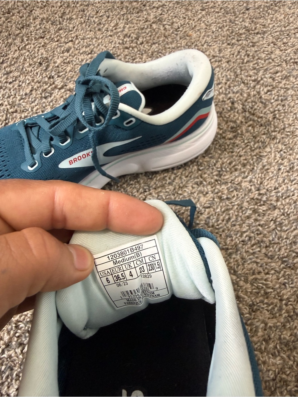 Brooks ghost 15 Women's Running Shoes - Teal with White and Red Accents - Picture 7 of 7
